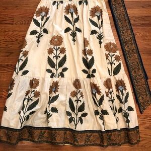 Sue Sartor Olive Honey Dahlia Garden Flounce Skirt